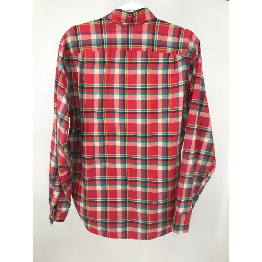 J. Crew Summer Plaid Button Down Shirt Mens M Long Sleeve Cotton